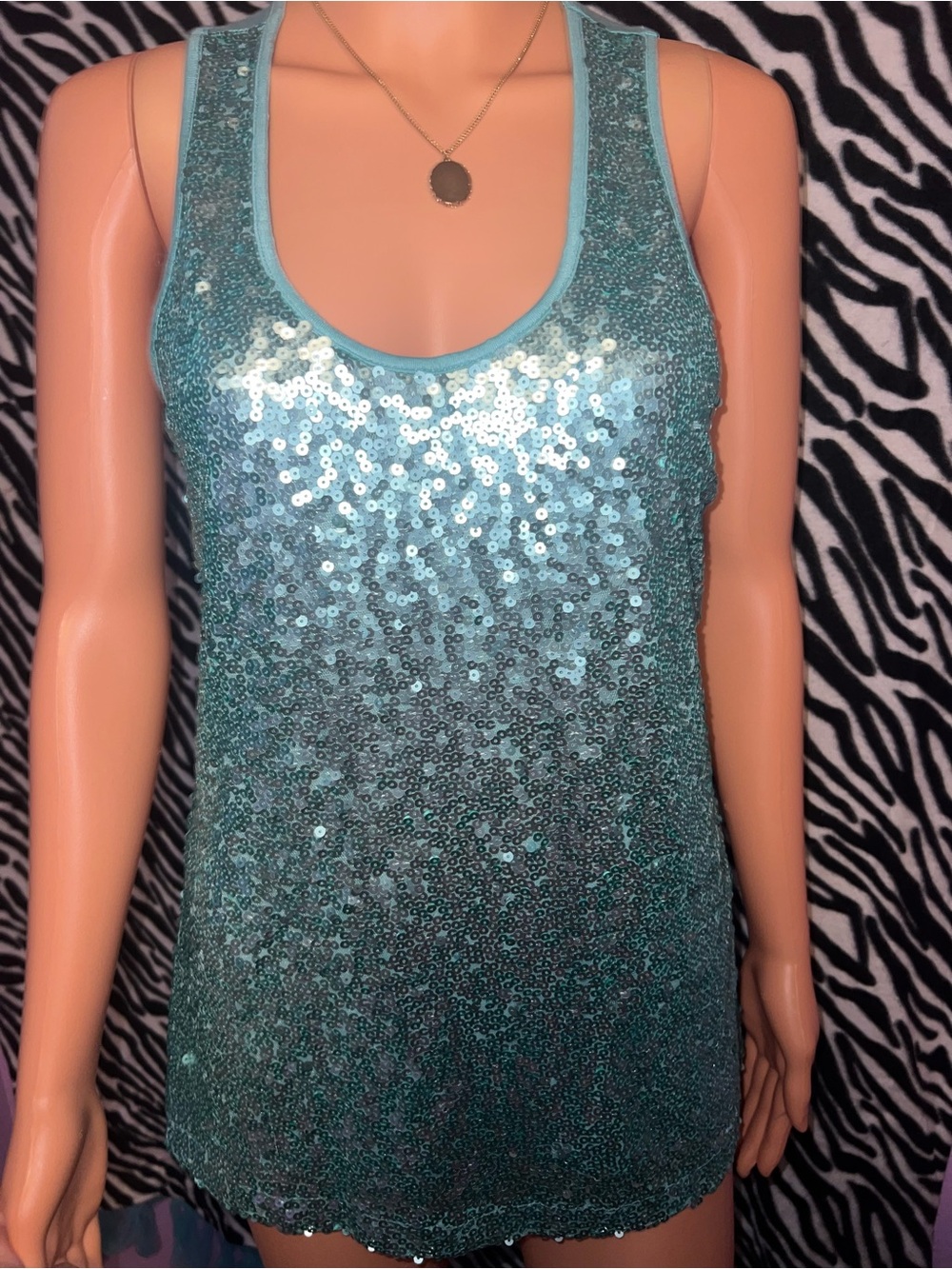 Y2K mcbling sequin Aqua Tank Top